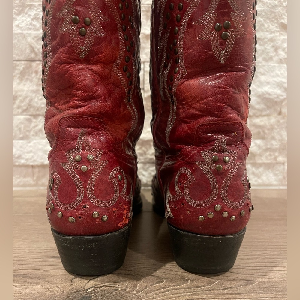 OLD GRINGO Red Embroidered Western Studded Cowboy Boots - Picture 12 of 14